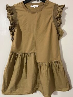English Factory Ruffle Flutter-Sleeve Tiered Mini Dress S